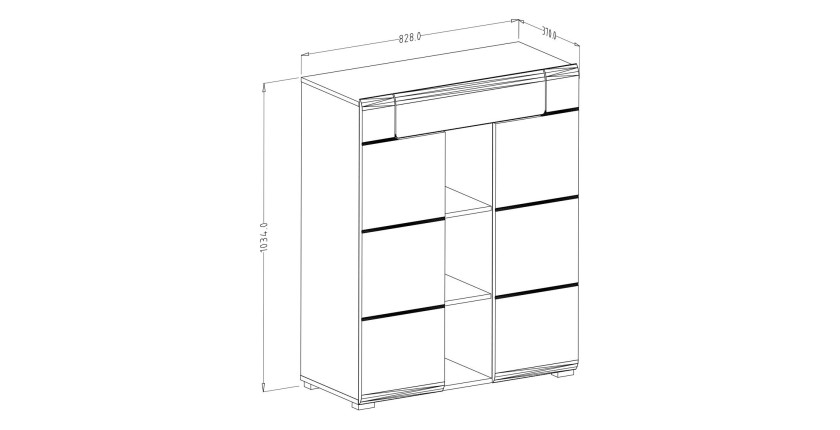 Ensemble design de 5 meubles d'entrée collection OHIO coloris blanc et chêne.