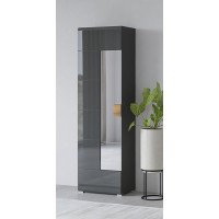 Armoire à chaussures design avec miroir collection OHIO, coloris gris anthracite et chêne