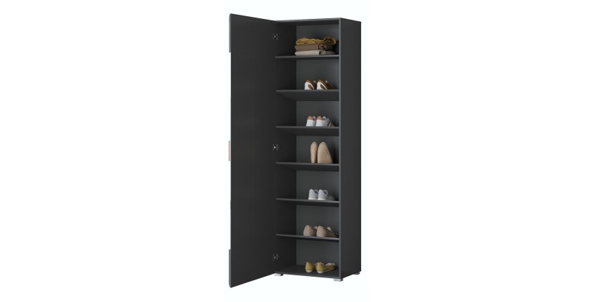 Armoire à chaussures design avec miroir collection OHIO, coloris gris anthracite et chêne