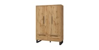 Armoire en bois style Scandinave 150cm avec 3 portes et 2 tiroirs couleur chêne brut. Collection MILOS