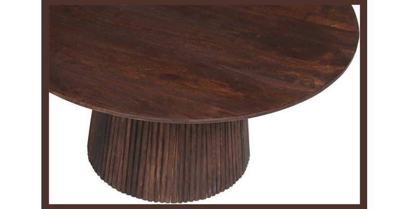 Table ronde collection MITCHEL en bois exotique de manguier brun diamètre 80 cm