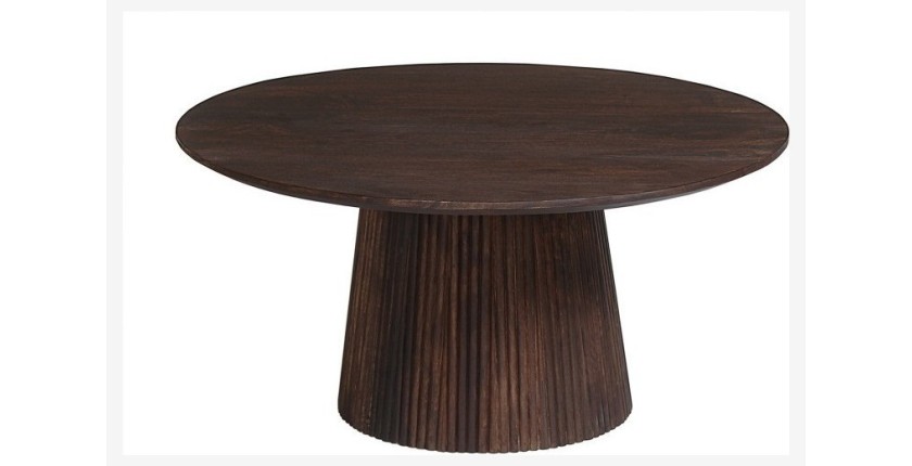 Table ronde collection MITCHEL en bois exotique de manguier brun diamètre 80 cm