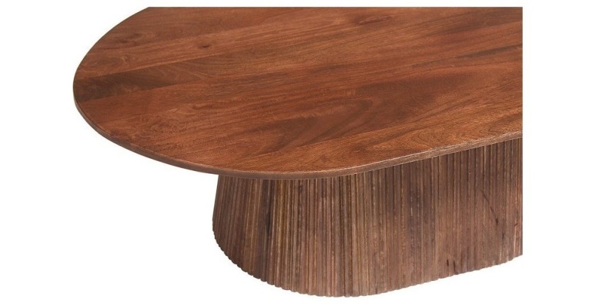 Table basse ovale collection MITCHEL en bois exotique de manguier brun clair 120x70cm