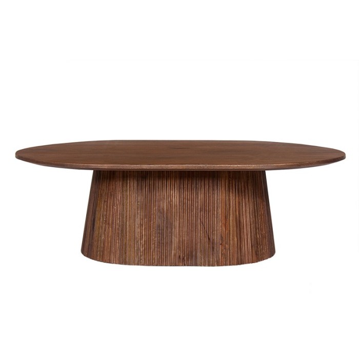 Table basse ovale collection MITCHEL en bois exotique de manguier brun clair 120x70cm