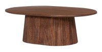 Table basse ovale collection MITCHEL en bois exotique de manguier brun clair 120x70cm