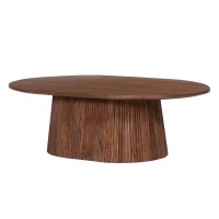 Table basse ovale collection MITCHEL en bois exotique de manguier brun clair 120x70cm