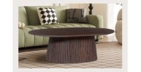 Table basse ovale collection MITCHEL en bois exotique de manguier brun foncé 120x70cm