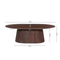 Table basse ovale collection MITCHEL en bois exotique de manguier brun foncé 120x70cm