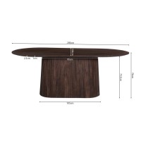 Table basse ovale collection MITCHEL en bois exotique de manguier brun foncé 200x100cm