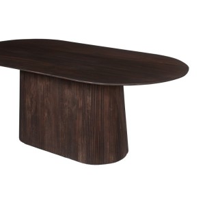 Table basse ovale collection MITCHEL en bois exotique de manguier brun foncé 200x100cm