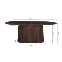 Table basse ovale collection MITCHEL en bois exotique de manguier brun foncé 200x100cm