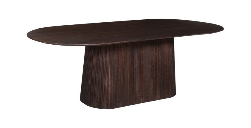 Table ovale collection MITCHEL en bois exotique de manguier brun foncé 230x110cm