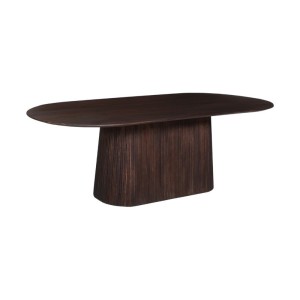 Table ovale collection MITCHEL en bois exotique de manguier brun foncé 230x110cm