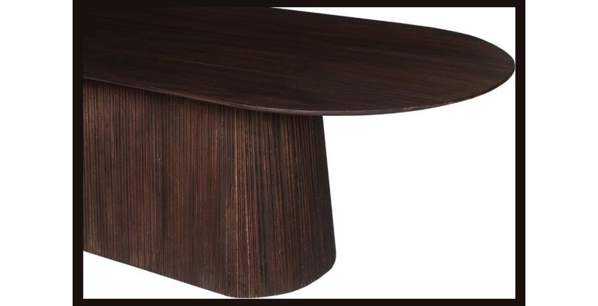 Table ovale collection MITCHEL en bois exotique de manguier brun foncé 230x110cm