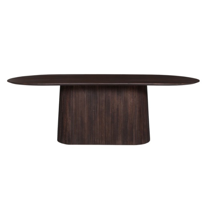 Table ovale collection MITCHEL en bois exotique de manguier brun foncé 230x110cm