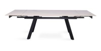 Table à manger collection LAROS en métal avec plateau blanc en pierre extensible jusqu'à 240cm