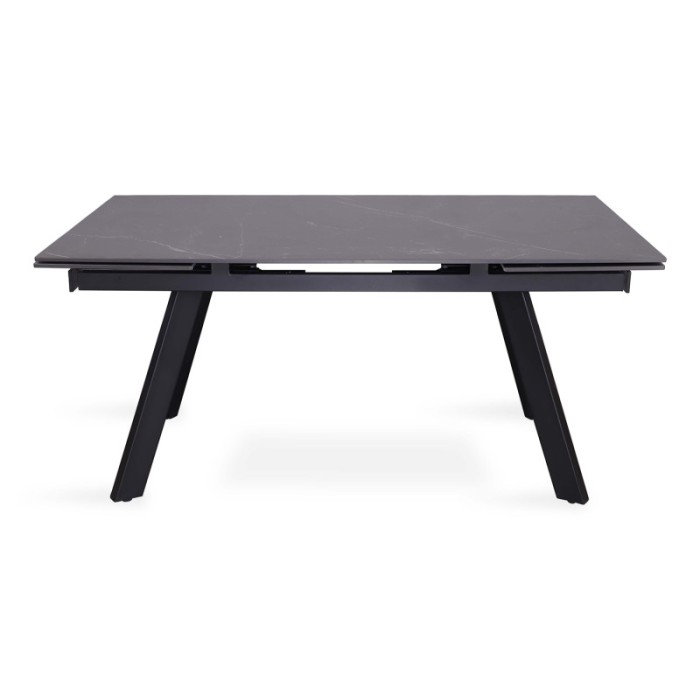 Table à manger collection LAROS en métal avec plateau noir en pierre extensible jusqu'à 240cm