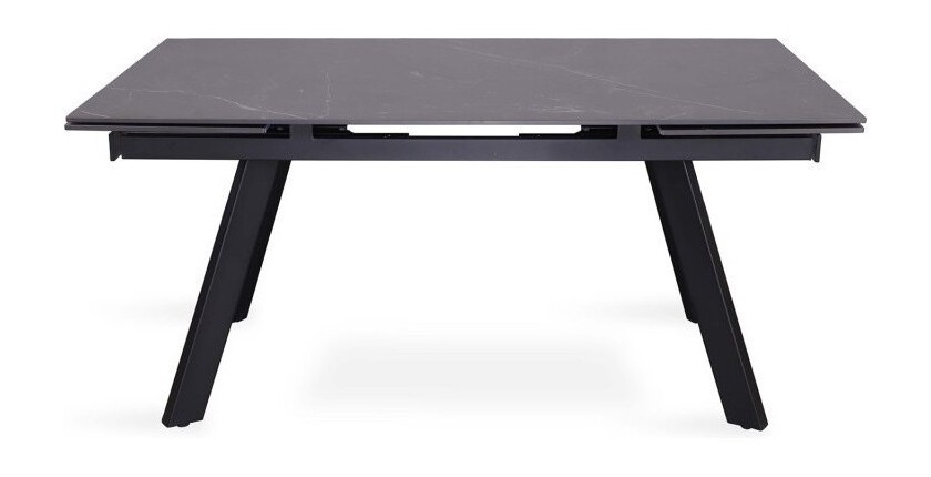 Table à manger collection LAROS en métal avec plateau noir en pierre extensible jusqu'à 240cm