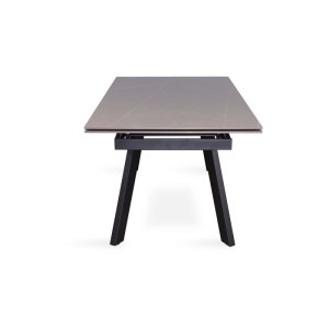 Table à manger collection LAROS en métal avec plateau noir en pierre extensible jusqu'à 240cm