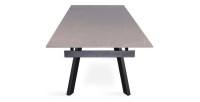 Table à manger collection LAROS en métal avec plateau noir en pierre extensible jusqu'à 240cm