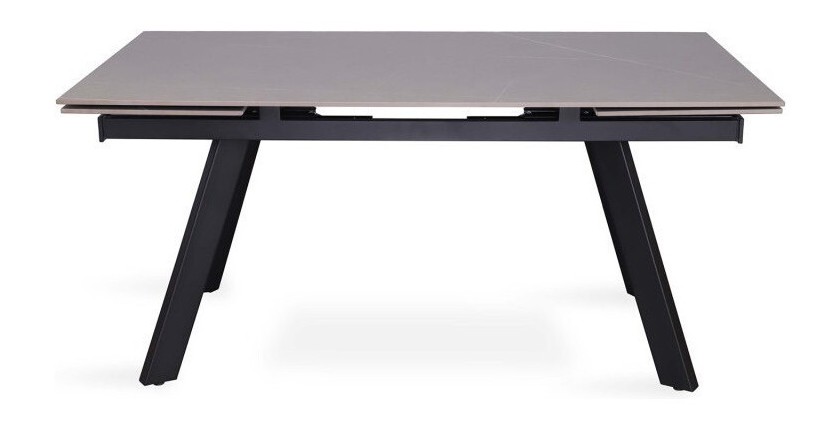 Table à manger collection LAROS en métal avec plateau noir en pierre extensible jusqu'à 240cm