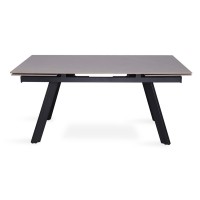 Table à manger collection LAROS en métal avec plateau noir en pierre extensible jusqu'à 240cm