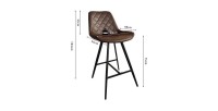 Tabouret de bar style vintage coloris brun foncé. Collection PALMADE