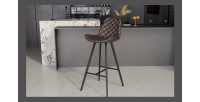 Tabouret de bar style vintage coloris brun foncé. Collection PALMADE