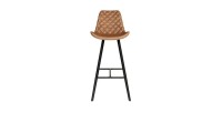 Tabouret de bar style vintage coloris cognac. Collection PALMADE