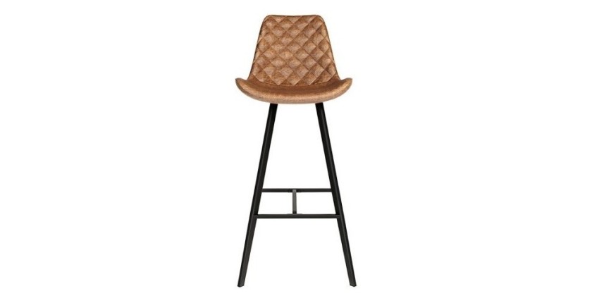 Tabouret de bar style vintage coloris cognac. Collection PALMADE