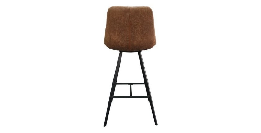 Tabouret de bar style vintage coloris cognac. Collection PALMADE