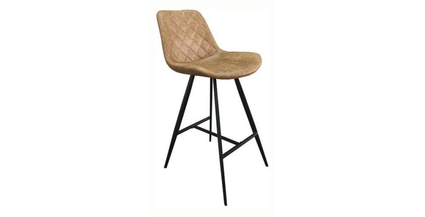 Tabouret de bar style vintage coloris cognac. Collection PALMADE