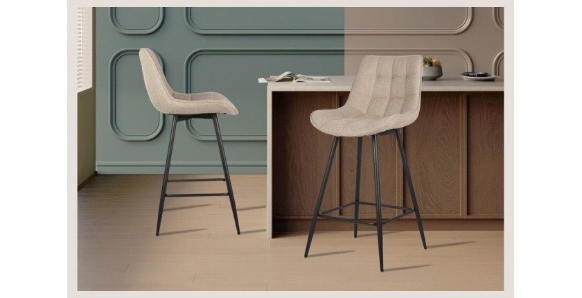 Tabouret de bar style vintage coloris beige. Collection PALMADE