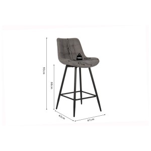 Tabouret de bar style vintage coloris gris clair. Collection PALMADE