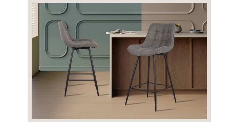 Tabouret de bar style vintage coloris gris clair. Collection PALMADE