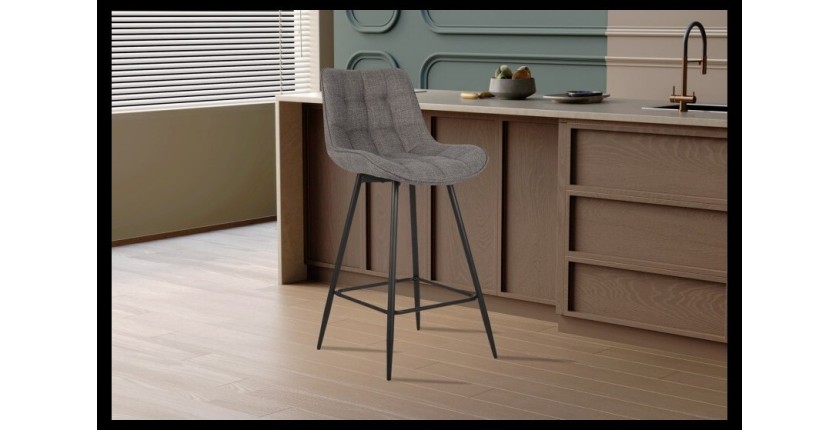 Tabouret de bar style vintage coloris gris clair. Collection PALMADE