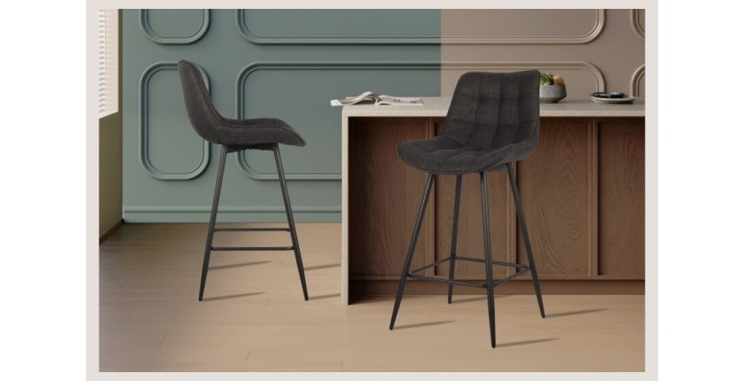 Tabouret de bar style vintage coloris gris foncé. Collection PALMADE