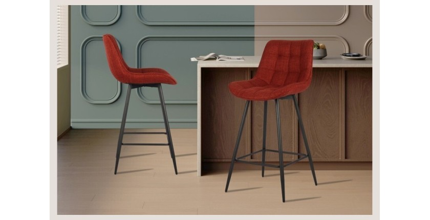 Tabouret de bar style vintage coloris rouge. Collection PALMADE