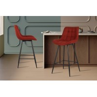 Tabouret de bar style vintage coloris rouge. Collection PALMADE