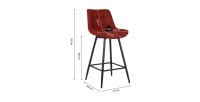 Tabouret de bar style vintage coloris rouge. Collection PALMADE