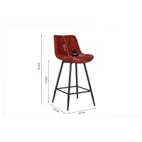 Tabouret de bar style vintage coloris rouge. Collection PALMADE