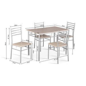 Table à manger avec ses 4 chaises collection AMALIA idéal petit espace - Papier décor chêne sonoma