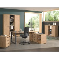 Bureau professionnel droit 170cm coloris chêne doré et noir collection DEPÉ