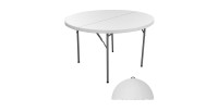 Table d'extérieur pliable blanche en PVC diamètre 122cm