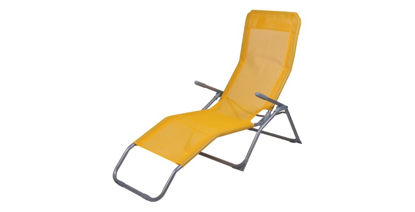 Chaise longue / bain de soleil coloris Jaune moutarde 185x95x61cm