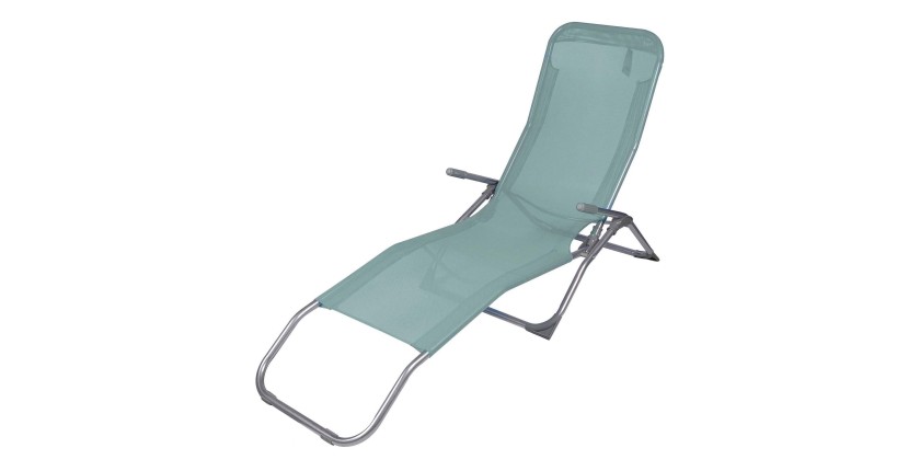 Chaise longue / bain de soleil coloris Bleu gris 185x95x61cm