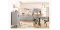 Ensemble de Meubles : Vaisselier, Buffet 4 Portes, Vitrine et Table Extensible 8 personnes - Collection ISIS