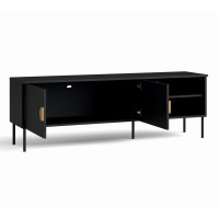 Meuble TV 2 Portes - noir avec poignées dorées - 160 CM - collection MONDO