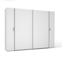 Armoire 4 Portes avec Penderie - Blanc - Collection STAR