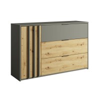 Chambre compléte design IZO : Armoire, lit 160x200, commode, chevets, chêne/gris anthracite